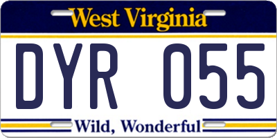 WV license plate DYR055