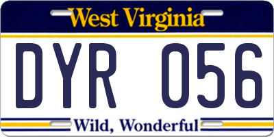 WV license plate DYR056