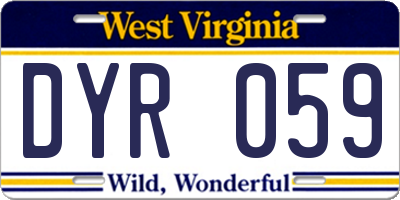 WV license plate DYR059