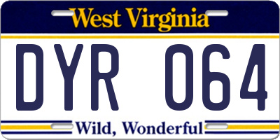 WV license plate DYR064
