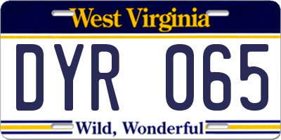 WV license plate DYR065