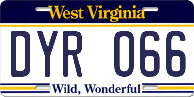 WV license plate DYR066