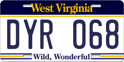 WV license plate DYR068