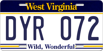 WV license plate DYR072