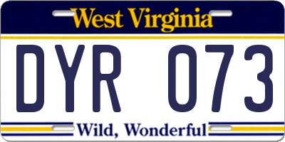 WV license plate DYR073