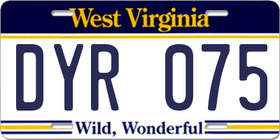 WV license plate DYR075