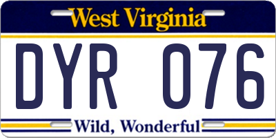 WV license plate DYR076