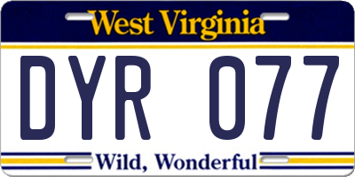 WV license plate DYR077