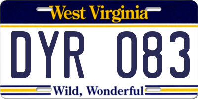 WV license plate DYR083