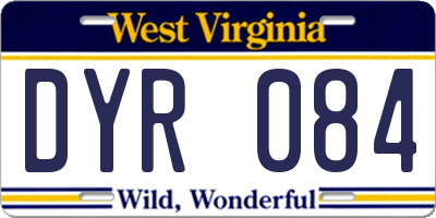 WV license plate DYR084