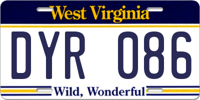 WV license plate DYR086