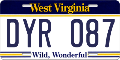 WV license plate DYR087