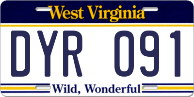 WV license plate DYR091