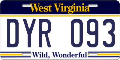 WV license plate DYR093