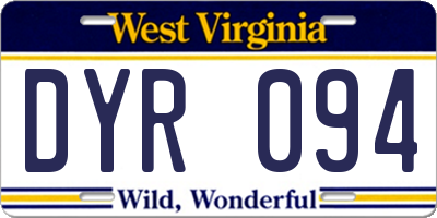 WV license plate DYR094