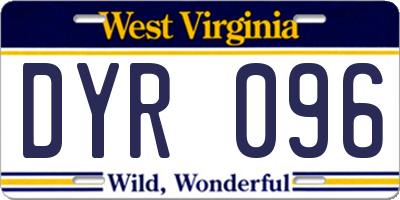 WV license plate DYR096