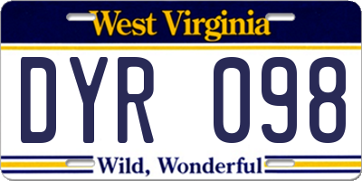 WV license plate DYR098
