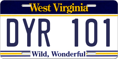 WV license plate DYR101