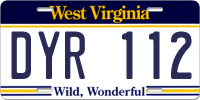 WV license plate DYR112