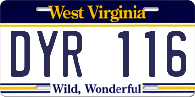 WV license plate DYR116