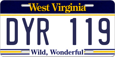 WV license plate DYR119