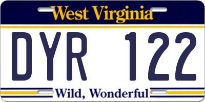 WV license plate DYR122