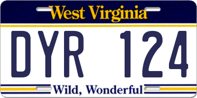 WV license plate DYR124