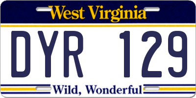 WV license plate DYR129