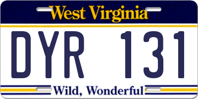 WV license plate DYR131