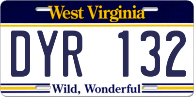 WV license plate DYR132