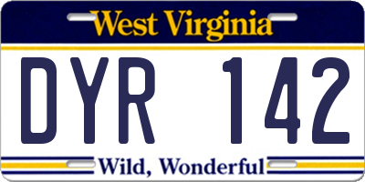 WV license plate DYR142