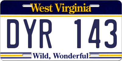 WV license plate DYR143