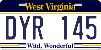 WV license plate DYR145