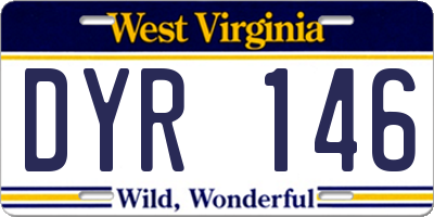 WV license plate DYR146