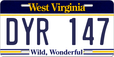 WV license plate DYR147