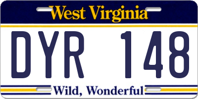 WV license plate DYR148