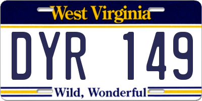 WV license plate DYR149