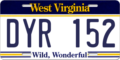 WV license plate DYR152