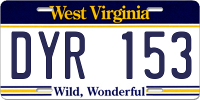 WV license plate DYR153