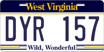 WV license plate DYR157