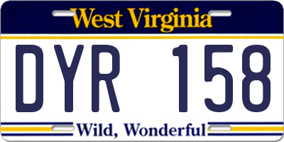 WV license plate DYR158