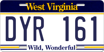 WV license plate DYR161