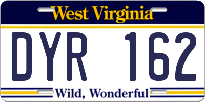 WV license plate DYR162