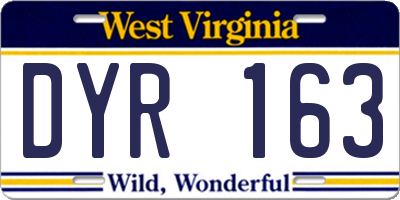 WV license plate DYR163