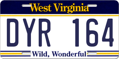 WV license plate DYR164