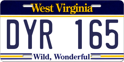 WV license plate DYR165