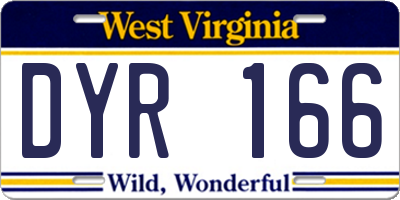 WV license plate DYR166