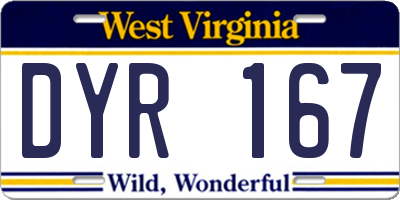 WV license plate DYR167