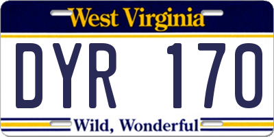 WV license plate DYR170