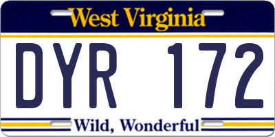 WV license plate DYR172